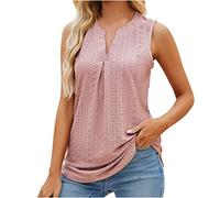 Tank Top Damen Sommer Einfarbig Ärmellos Bluse Mode V-Ausschnitt Tanktops Aushöhlen Oberteile Tunika Weste Party Tshirt Blusenshirt Slim Fit Tanktop Basic Shirt Longtops Beachwear für Frauen