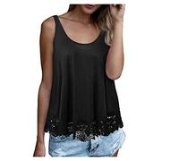 Tank Top Damen Sommer -Trägertop Damen Sexy -Spitzentop Ärmelloses Spitzen Oberteile Elegant Top mit Spitze Blusentop Locker Tunika Blusen Casual Weste T-Shirt Tanktops Frauen Strand Vest Top