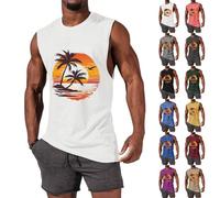 Tank Top Herren Ärmelloses Muskelshirts Freizeit Tank Tops Sport Unterhemd Männer T Shirt Herren Fitness Trägershirts Tee Sommer Casual Ärmellose Tshirt Hawaii T Shirt Locker Top Lose Shirt für Men
