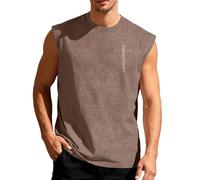Tank Top Herren Baumwolle Printed Muskelshirt Ärmelloses Shirt Sommer Hawaii Hemd Lockeres Tanktop Washed Sleeveless t-Shirt Ärmelloses Sport Muskelshirt Atmungsaktive Bodybuilding Shirt