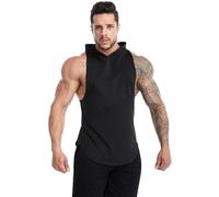 Tank Top Herren Draussen Running Fitness Sportshirt Leichte Weich Atmungsaktiv Hoodie Dünn Mode Casual Ärmellos T-Shirt B-Black XL
