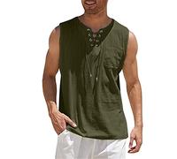 Tank-Top Herren Hemd Ärmellos Regular Fit Baumwolle und Leinen Shirt Freizeithemden Basic Sommer Blusen Tops T-Shirt Schnelltrocknendes Leichtes Atmungsaktiv Sport Fitness Oberteile