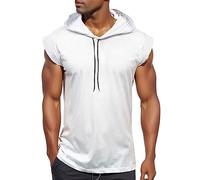 Tank Top Herren mit Kapuze - Muskelshirt Herren Kordelzug T Shirt Ärmellos FitnessCasualSlim Fit Workout Mode Luftig Tanktop Hoodie Sportweste Sportshirt Unterhemd Sweatshirt Oberteile Sommer