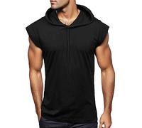 Tank Top Herren mit Kapuze - Muskelshirt Herren Kordelzug T Shirt Ärmellos FitnessCasualSlim Fit Workout Mode Luftig Tanktop Hoodie Sportweste Sportshirt Unterhemd Sweatshirt Oberteile Sommer