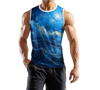 Tank Top Herren Muskelshirts Rundhalsausschnitt Sport T-Shirt mit Palmenmotiv Sommer Ärmellos Unterhemd Atmungsaktiv Muscle Shirts Gym Funktionsshirt Achselshirts Lässig Strand Top(#F Royal Blue,XXL)