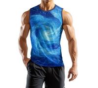 Tank Top Herren Muskelshirts Rundhalsausschnitt Sport T-Shirt mit Palmenmotiv Sommer Ärmellos Unterhemd Atmungsaktiv Muscle Shirts Gym Funktionsshirt Achselshirts Lässig Strand Top(#F Sky Blue,XXL)