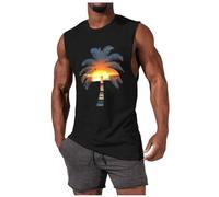 Tank Top Herren Sport Tanktop Herren Sommer Muskelshirts Einfarbig Ärmelloses Shirt Locker Achselshirts Rundhals Trägershirt Gym Casual Laufshirt Basic Sportshirt Atmungsaktiv Tanktops Männer