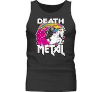 Tank Top Männer - Heavy Musik Hard Rock - Death Metal Sensenmann auf einem Einhorn - L - Schwarz - Festival Unicorn Shirts Konzert Regenbogen Herren ärmellos Festivals Tanktop konzerte unterhemd