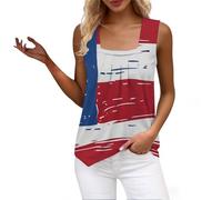 Tank Tops Für Damen Ärmellose Weste Rüschen Square Neck Printed Shirt 2026 Casual Loose Sleeveless Cute T Frauen Tanktop Basic Top Ärmellos Sommer Ärmelloses Locker Weiss Bluse Große Größen Grey L