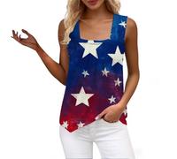 Tank Tops Für Damen Ärmellose Weste Rüschen Square Neck Printed Shirt 2026 Casual Loose Sleeveless Cute T Frauen Tanktop Basic Top Ärmellos Sommer Ärmelloses Locker Weiss Bluse Große Größen Lila L
