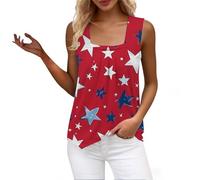 Tank Tops Für Damen Ärmellose Weste Rüschen Square Neck Printed Shirt 2026 Casual Loose Sleeveless Cute T Frauen Tanktop Basic Top Ärmellos Sommer Ärmelloses Locker Weiss Bluse Große Größen Tarnung L