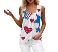 Tank Tops Für Damen Ärmellose Weste Rüschen Square Neck Printed Shirt 2026 Casual Loose Sleeveless Cute T Frauen Tanktop Basic Top Ärmellos Sommer Ärmelloses Locker Weiss Bluse Große Größen Gelb L