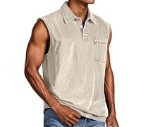 Tank Tops Herren Muskelshirt Knopfleiste V Ausschnitt Sport Tshirts Sommer Ärmellos Unterhemden Atmungsaktiv Muscle Shirts Gym Funktionsshirt Achselshirts Casual Strand Top mit Tasche(#B Green,XXL)