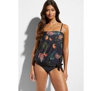 Tankini BONPRIX, Damen, Gr. 46, N-Gr, schwarz (schwarz, grün geblümt), Obermaterial: 80% Polyamid, 20% Elasthan. Futter: 100% Polyester, Bikini-Sets Tankini, 2-teiliges Set, mit abnehmbaren Trägern, s