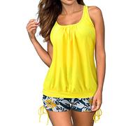 Tankini Damen Bademode Bauchweg Set Push Up Bauch Weg Tankini Damen Freizeit Tankini Badeanzug Zweiteiler Tankinis Set Elegant Badeanzüge für Damen Tankini Oberteil mit Dreieck Unterhosen