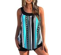 Tankini Damen Bauchweg Badeanzug Bademode Badeanzüge Zweiteiler Push up mit Einstellbarer Badeanzug Oberteil Bikini Set Große Größen Strand Schwimmanzug mit Muster