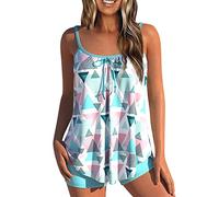 Tankini Damen Bauchweg Badeanzug Bademode Badeanzüge Zweiteiler Push up mit Einstellbarer Badeanzug Oberteil Bikini Set Große Größen Strand Schwimmanzug mit Muster