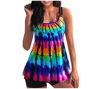 Tankini Damen Bauchweg Badeanzug Bademode Badeanzüge Zweiteiler Push up mit Einstellbarer Badeanzug Oberteil Bikini Set Große Größen Strand Schwimmanzug mit Muster