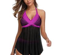 Tankini Damen Bauchweg - Neckholder Tankini Damen mit Shorts Zweiteilig Badeanzug Große Größen Sexy Badekleider und Badeshorts Bademode Strandmode Bikini Tankinis Set Badeanzüge für Damen