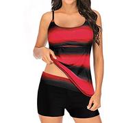 Tankini Damen Bauchweg - Spaghettiträger Tankini Damen mit Shorts Zweiteilig Badeanzug Große Größen Farbblock Tank Top und Badeshorts Bademode Strandmode Tankinis Badeanzüge für Damen