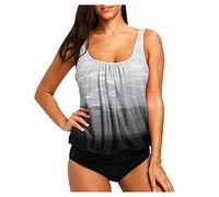 Tankini Damen Bauchweg - Tankini Damen mit Shorts Zweiteilig Badeanzug Große Größen Farbverlauf Tank Top und High Waist Taillenslips Sport Bademode Strandmode Tankinis Set Badeanzüge für Damen