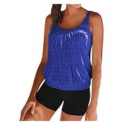Tankini Damen Bauchweg - Tankini Damen mit Shorts Zweiteilig Badeanzug Große Größen Punkte Drucken Tank Top und Badeshorts Sport Bademode Strandmode Tankinis Set Badeanzüge für Damen