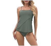 Tankini Damen Bauchweg - Tankini Damen Set mit Shorts Zweiteilig Badeanzug Sexy Spaghetti-Träger Oberteil und Taillenslips Badeanzüge Bademode Schwimmanzug Swimsuits Tankinis für Frauen