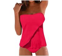 Tankini Damen Bauchweg Zweiteilig Badeanzug Sexy Bandeau Rüschen Push up Bademoden Tankini Set mit Shorts Beachwear Elegant Sommer Badeanzüge Urlaub Swimsuits Strandmode