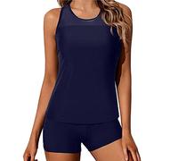 Tankini Damen Bauchweg Zweiteilig Badeanzug - Tankini Damen mit Shorts Badeanzug Große Größen Schlicht Oberteile und Badeshorts Sport Bademode Sportbadeanzüge Tankinis Badeanzüge für Damen
