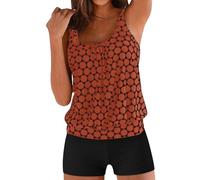 Tankini Damen, Tankini Damen Bauchweg Zweiteilig Badeanzug Große Größen High Waist Tankinis Set Oberteil mit Badeshorts Elegant Sommer Badeanzüge Strand Schwimmanzug