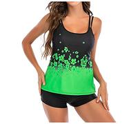 Tankini Damen Zweiteilig Badeanzug Push Up Bademoden Bauchweg Tankini Set Drucken Oberteile Und Badeshorts Badeanzug Beachwear Zweiteiler Mit Pads