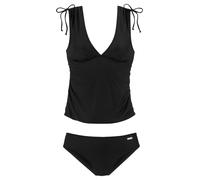 Tankini LASCANA "Cillo", Damen, Gr. 38, Cup C/D, schwarz, Recycling-Polyamid, unifarben, Bikini-Sets Tankini, mit regulierbaren Träger auf der Schulter (86997653-38) schwarz