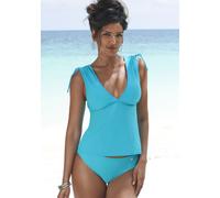 Tankini LASCANA "Cillo", Damen, Gr. 38, Cup A/B, blau (türkis), Recycling-Polyamid, unifarben, Bikini-Sets Tankini, mit regulierbaren Träger auf der Schulter (88136845-38) türkis