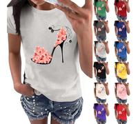 Tankini Oberteil Damen Einzeln Classic Bequem Kurzarmshirt Shirt Oversize Rundhals Sporttshirtdamen Laufshirt Loose Fwandershirt Funktionsshirt Locker Damen Tshirt Elegant(2-Gray,M)