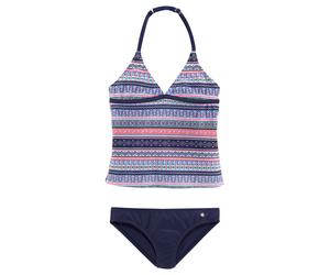 Tankini S.OLIVER "Barcelona Kids", Mädchen, Gr. 170/176, N-Gr, bunt (blau, rosé, gestreift), Polyamid, Colorblocking, Bikini-Sets Tankini, im frechen Streifen-Look (761039-170) blau, rosé, gestreift