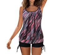 Tankini Set mit Radlerhose badeanzug mit cups badeshirt damen bikini damen große brüste badeanzüge für damen bauchweg Bikinihose Schwarz Damen tankini damen spitze bikini monokini bademoden gros