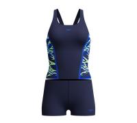 Tankini SPEEDO "HYPERBOOM SPLICE TANKINI SET BLK/GRN", Damen, Gr. 44, N-Gr, blau (nvy, ltgrn), Obermaterial: 100% Polyester, Bikini-Sets Tankini, mit Vier-Wege-Stretch, chlorbeständig (36278366-44) nv