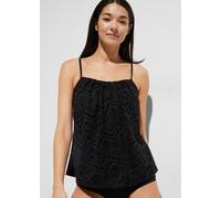 Tankini-Top BONPRIX "Tankinioberteil aus Spitze", Damen, Gr. 38, N-Gr, schwarz, Jersey, Elasthan, Polyamid, Polyester, unifarben, Bikini-Oberteile, bequeme Passform, Lagenlook - vorne mit Spitzen-Deta