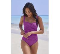 Tankini-Top LASCANA "Comfy", Damen, Gr. 36, Cup B, lila (beere), Recycling-Polyamid, unifarben, Bikini-Oberteile, Bequeme Passform ohne Bügel (34134133-36) beere