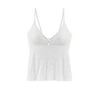 Tankini-Top LASCANA "Omara", Damen, Gr. 42, Cup A/B, beige (creme), Microfaser, Recycling-Polyamid, unifarben, modisch, Bikini-Oberteile, mit Lochstickerei (85000449-42) creme