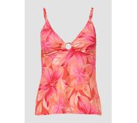 Tankini-Top S.OLIVER "Jayce", Damen, Gr. 36, Cup A/B, rosa (pfirsich bedruckt), Recycling-Polyamid, bedruckt, Bikini-Oberteile, mit hübschem Zierring (47695512-36) pfirsich bedruckt