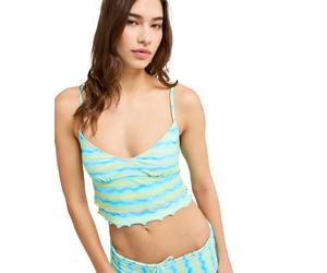 Tankini-Top ROXY "Neon Queen Tank Top", Damen, Gr. L, blau (tanager turquoise neon queen), Obermaterial: 85% Polyester, 15% Elasthan., Bikini-Oberteile (85597408-L) tanager turquoise neon queen