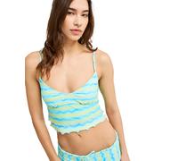 Tankini-Top ROXY "Neon Queen Tank Top", Damen, Gr. M, blau (tanager turquoise neon queen), Obermaterial: 85% Polyester, 15% Elasthan., Bikini-Oberteile (85597408-M) tanager turquoise neon queen