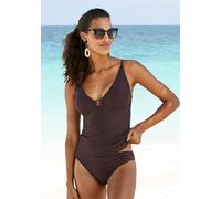 Tankini-Top S.OLIVER "Rome", Damen, Gr. 40, Cup C/D, braun, Polyamid, unifarben, Bikini-Oberteile, in verschiedenen Unifarben (91773413-40) braun