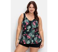 Sheego Damen Große Größen Tankini-Top mit Tropenprint und seitlicher Raffung Aqua