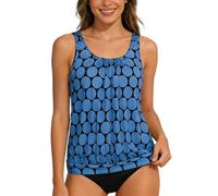 Tankinis Für Damen Bauchweg Zweiteilig Badeanzug Große Größen High Waist Tankini Set Oberteil mit Badeshorts Elegant Sommer Badeanzüge Strand Schwimmanzug