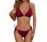 Tankinis Für Damen Bikini Damen Sexy Badeanzug Damen Sexy Strand Bikini Mesh Cover Up Tunika Elegante Oberteile Damen Wettkampf-Badeanzüge Für Damen Langarm Oberteil Deep Red M