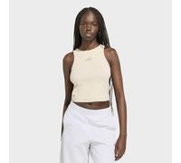 Tanktop ADIDAS SPORTSWEAR "ADIDAS KIT, GERIPPT, KLEINES LOGO", Damen, Gr. L, beige (crystal linen), Obermaterial: 46% Baumwolle, 45% Viskose, 9% Elasthan, normal, Rundhals, Tops Tanktop, mit sportlich