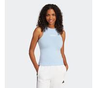 adidas Tanktop Essentials Linear Slim JG8627 Damen Baumwolle Rundhals Glow Blau/Weiß XS