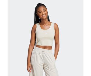 Tanktop ADIDAS SPORTSWEAR "ESSENTIALS SMALL LOGO COTTON LIFESTYLE", Damen, Gr. L, grau (wonder alumina, weiß), Obermaterial: 93% Baumwolle, 7% Elasthan, Rundhals, Tops Tanktop, schmale Passform, leich